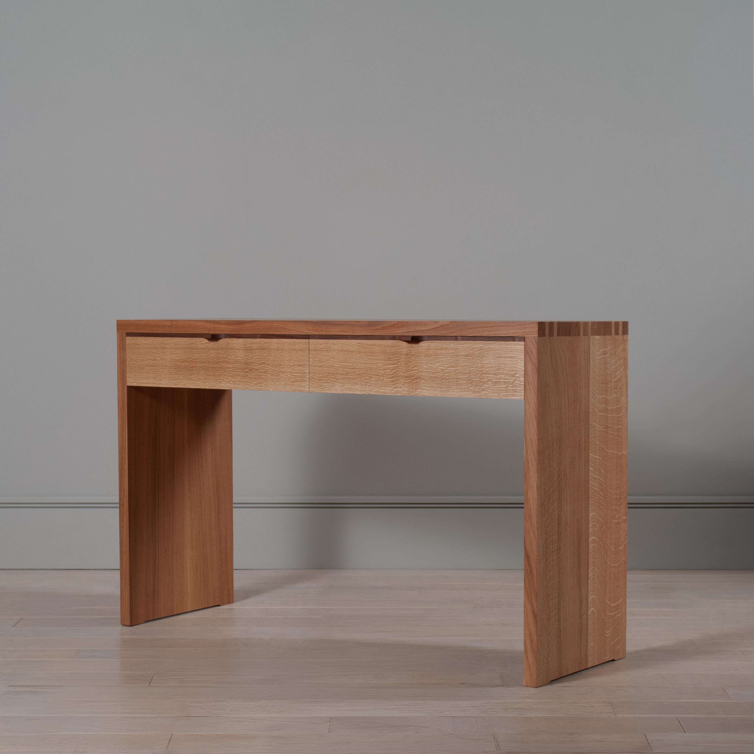Handcrafted Solid English Oak Twin Dovetail Desk by SUM Furniture For Sale