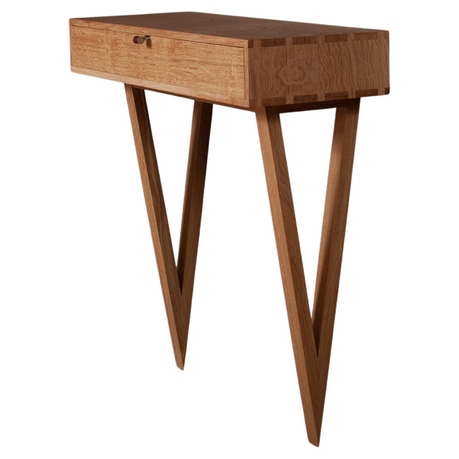 Handcrafted English Oak Vanity Table For Sale