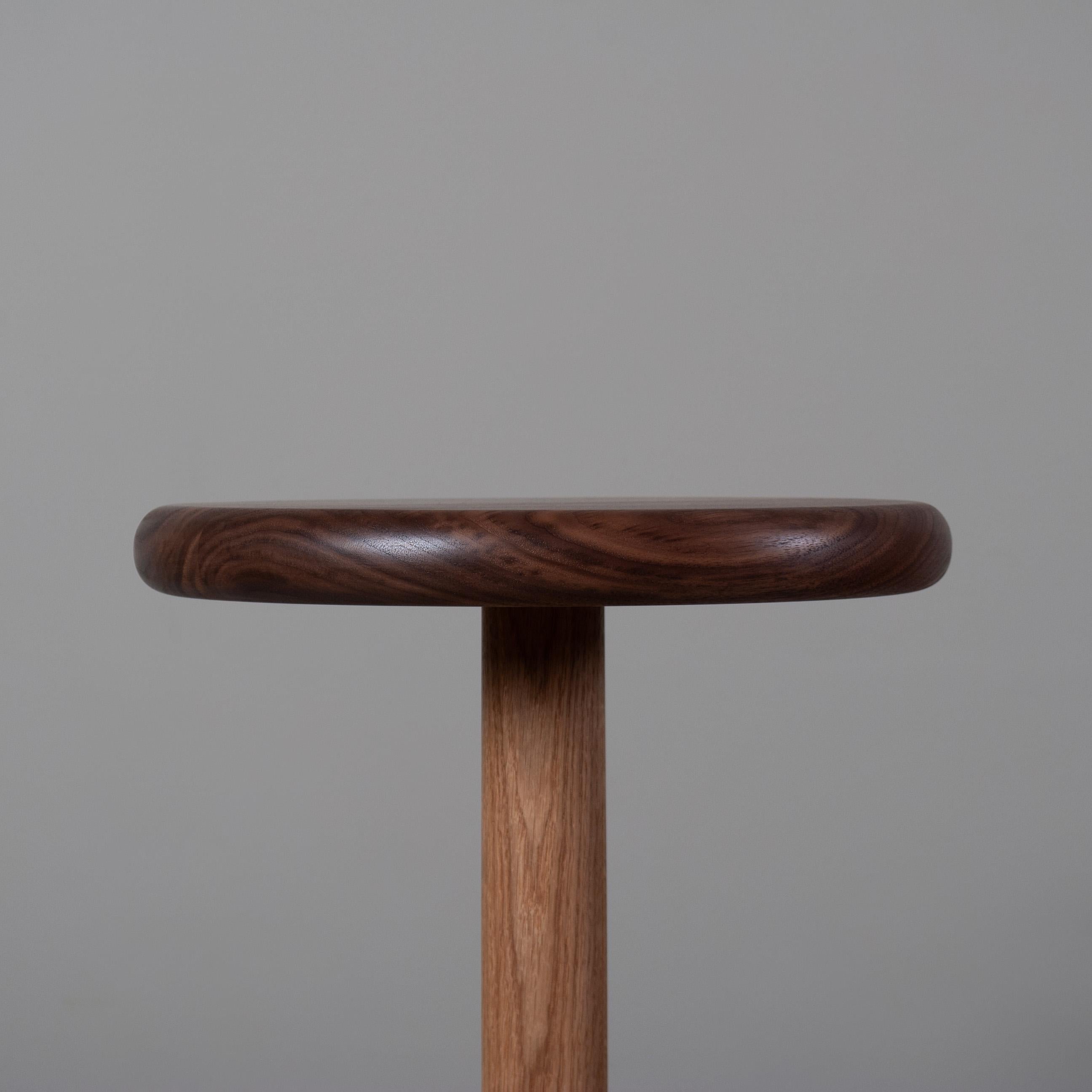 Contemporary Handcrafted English Side Drink Table, Walnut & Oak For Sale
