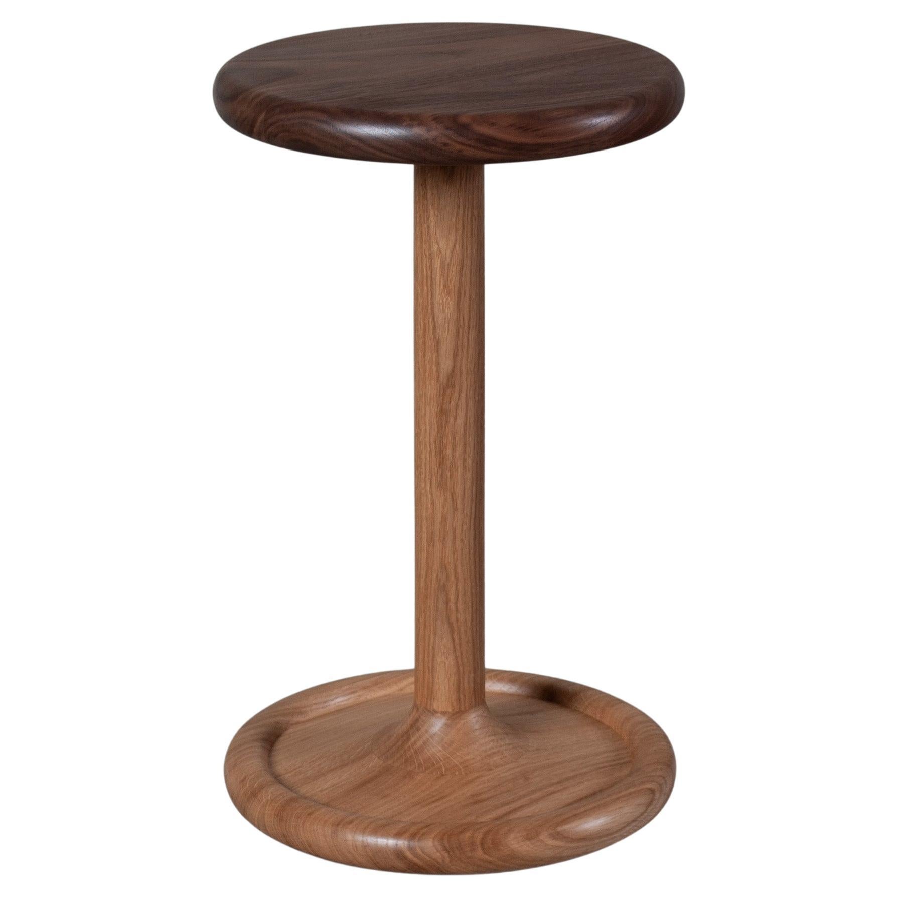 Handcrafted English Side Drink Table, Walnut & Oak