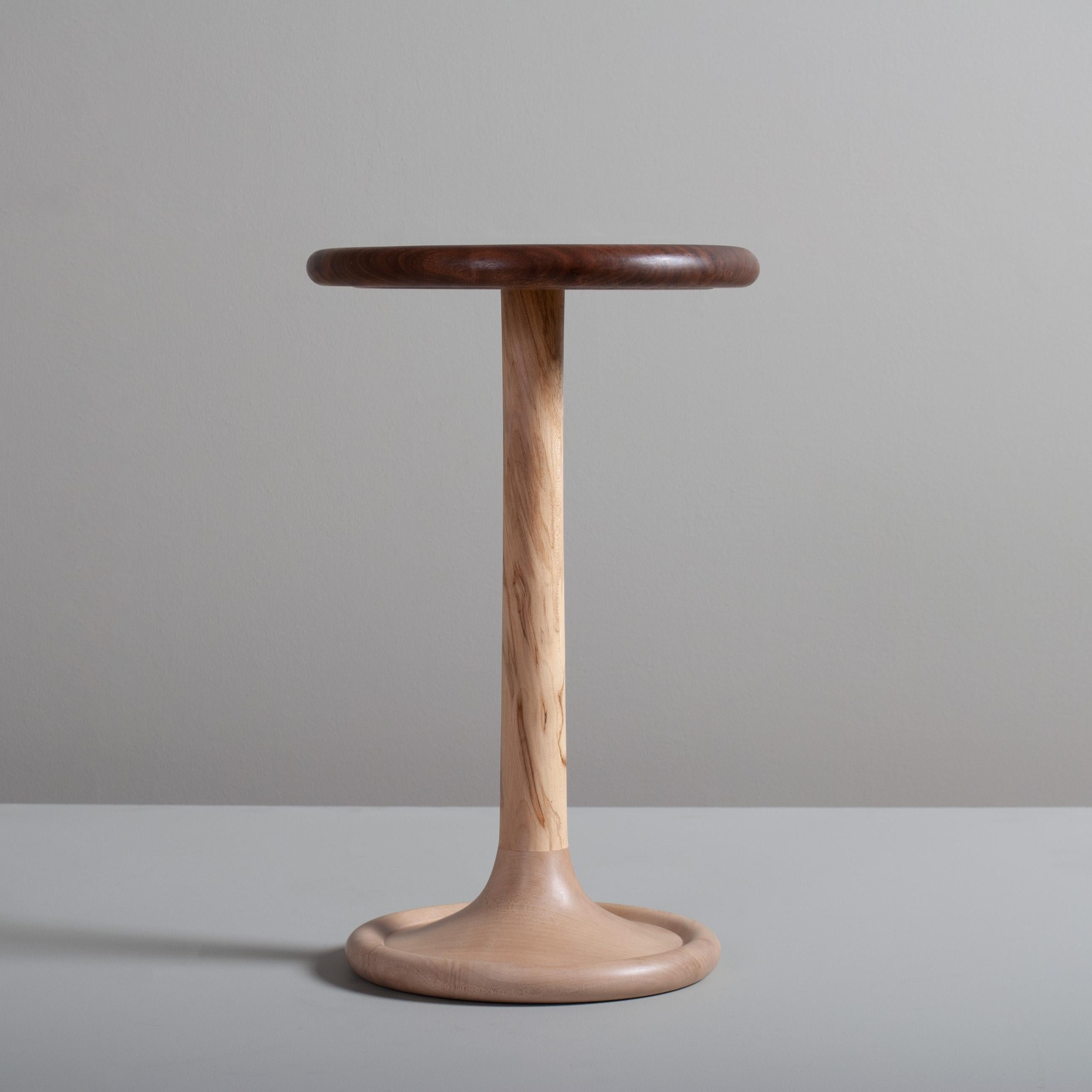 Hand-Crafted Handcrafted English Sycamore and Walnut Side Drink Table