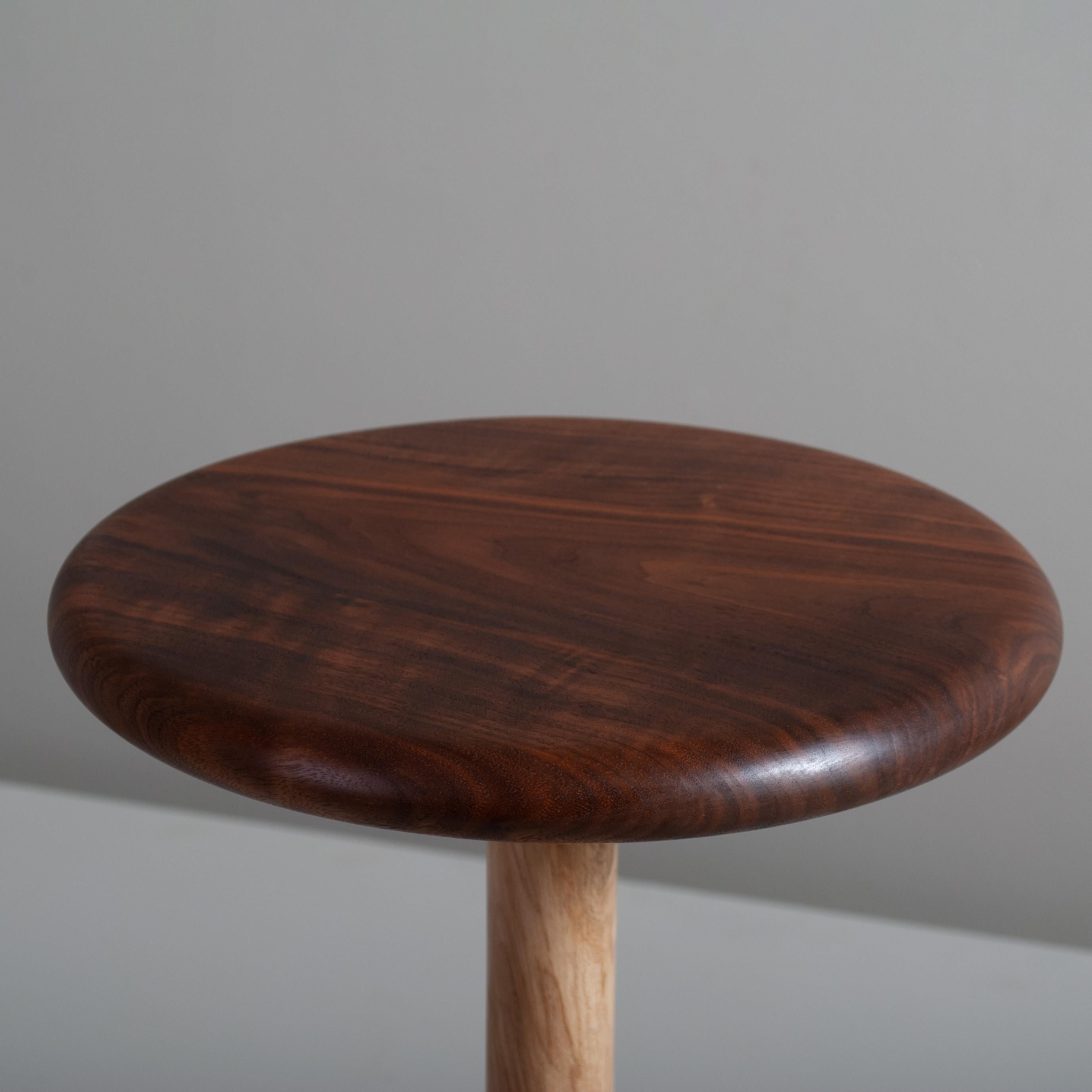 Handcrafted English Sycamore and Walnut Side Drink Table In New Condition In London, GB