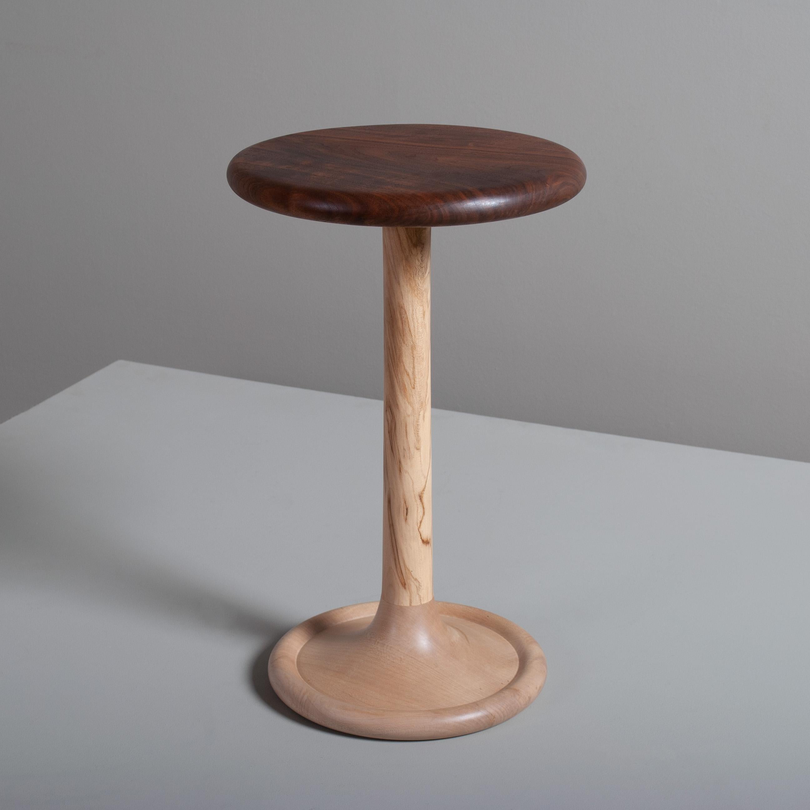 Contemporary Handcrafted English Sycamore and Walnut Side Drink Table