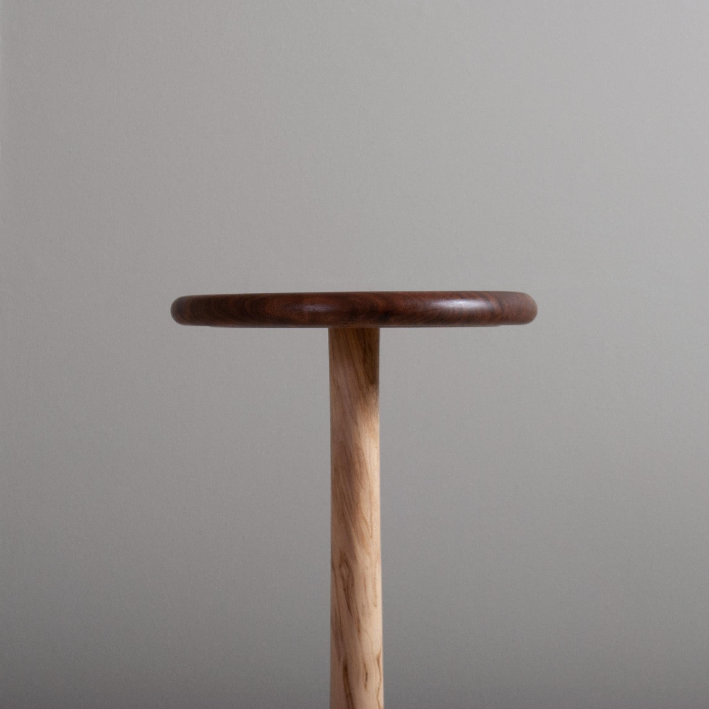 Handcrafted English Sycamore and Walnut Side Drink Table 2