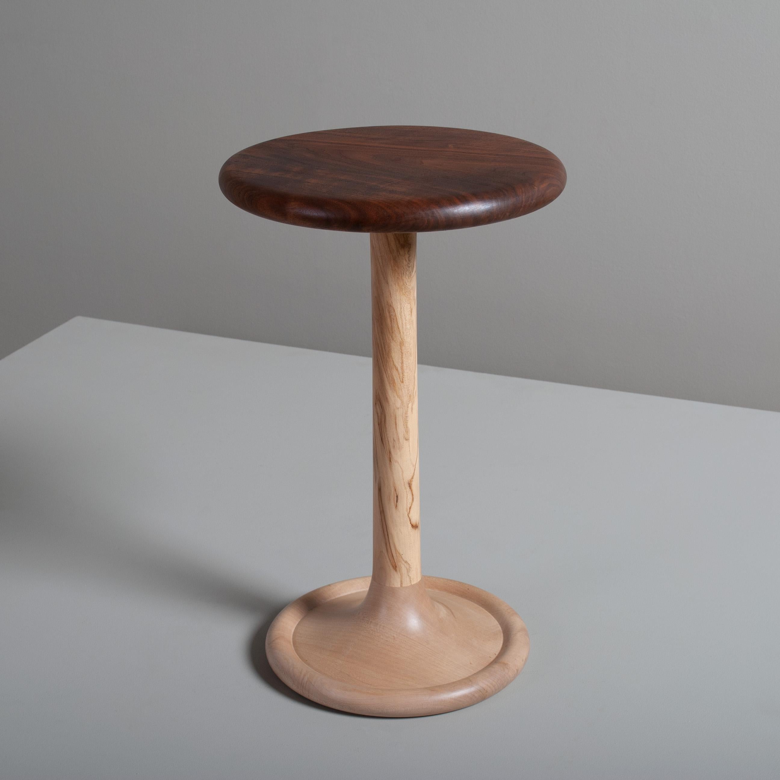 Handcrafted English Sycamore and Walnut Side Drink Table 3