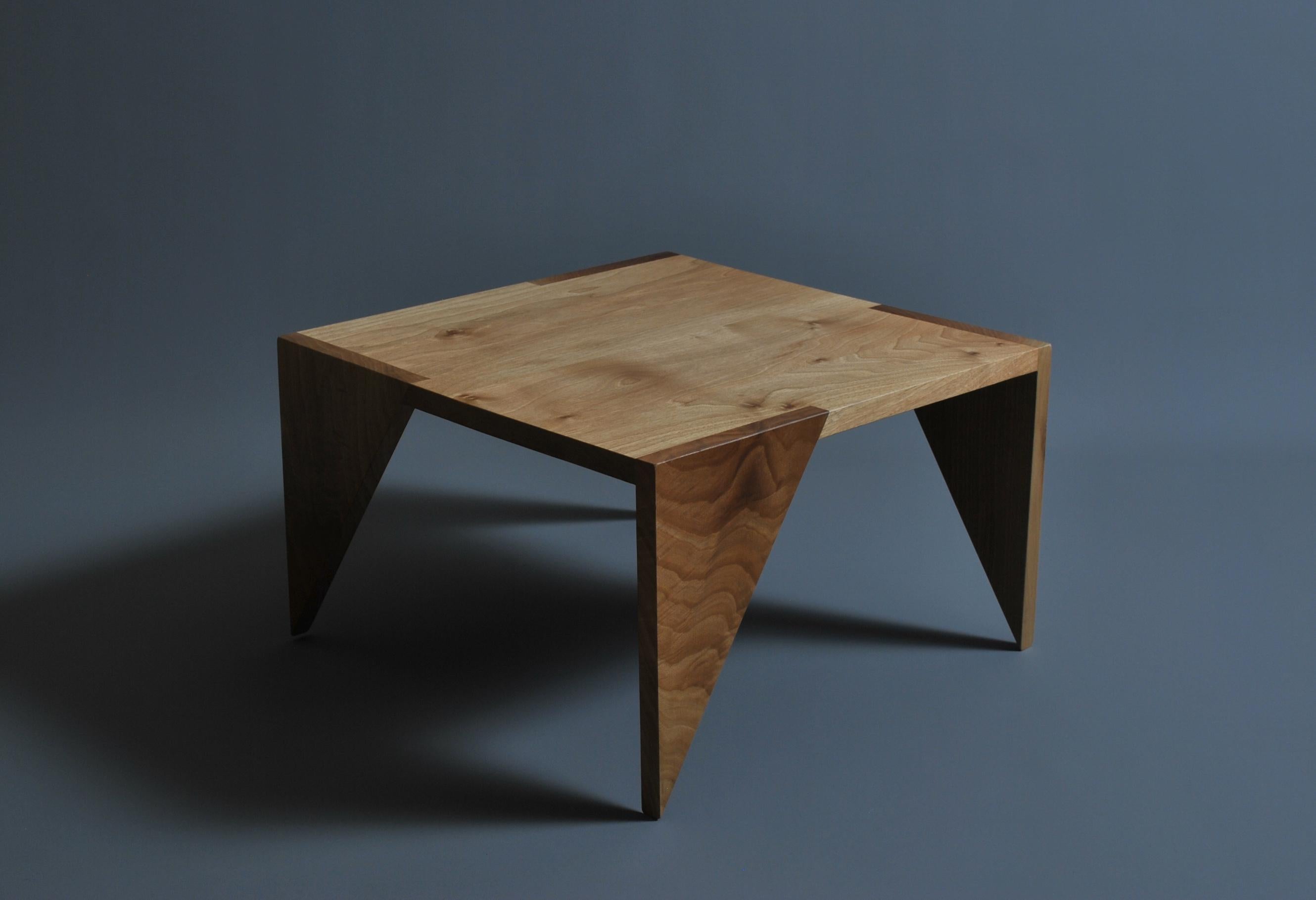 Post-Modern Handcrafted English Walnut Modernist End Table For Sale