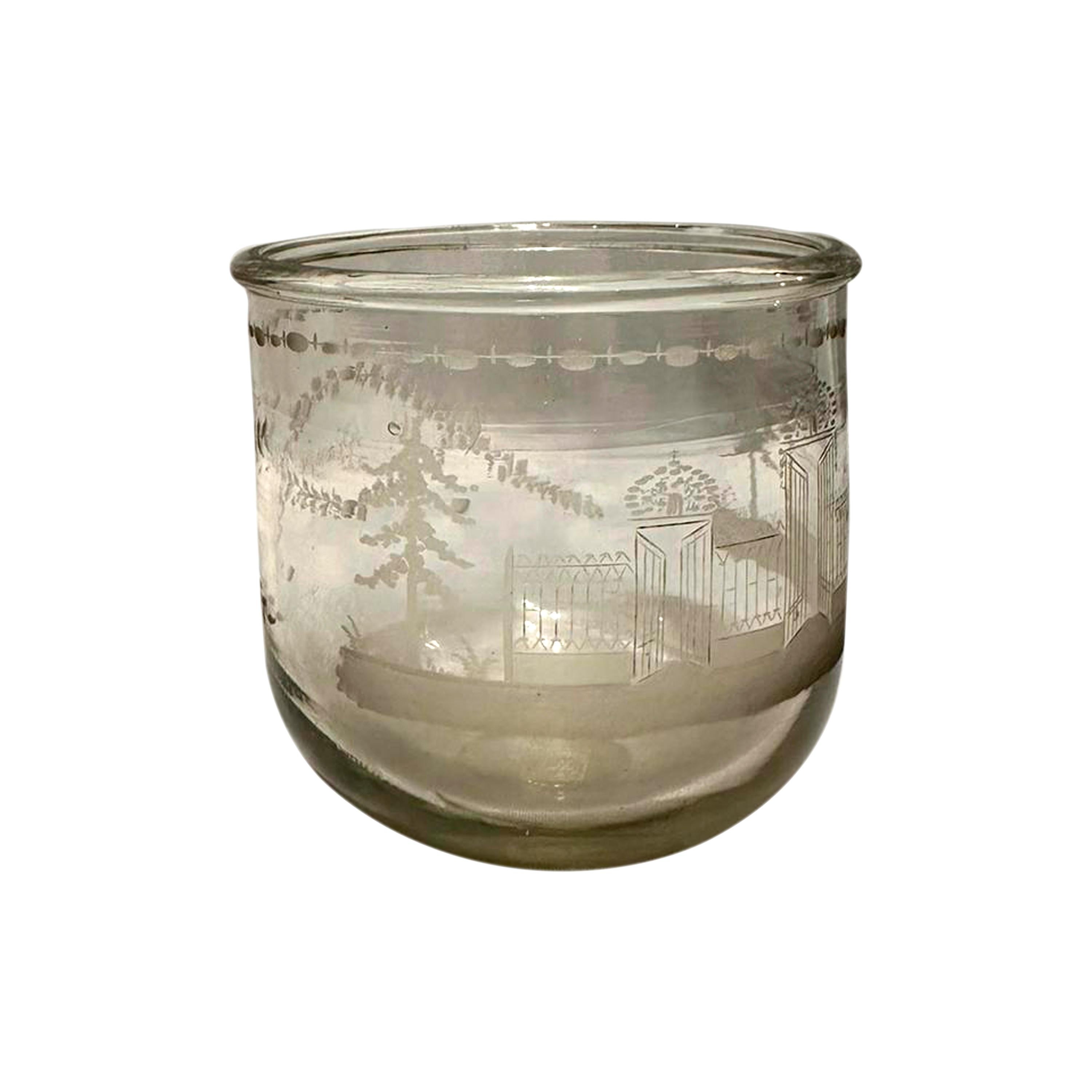 Spagnolo Vaso di cristallo inciso a mano di 