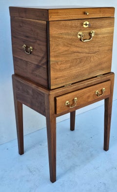 Handcrafted Federal Solid Black Walnut and Satinwood Silver Smith Chest