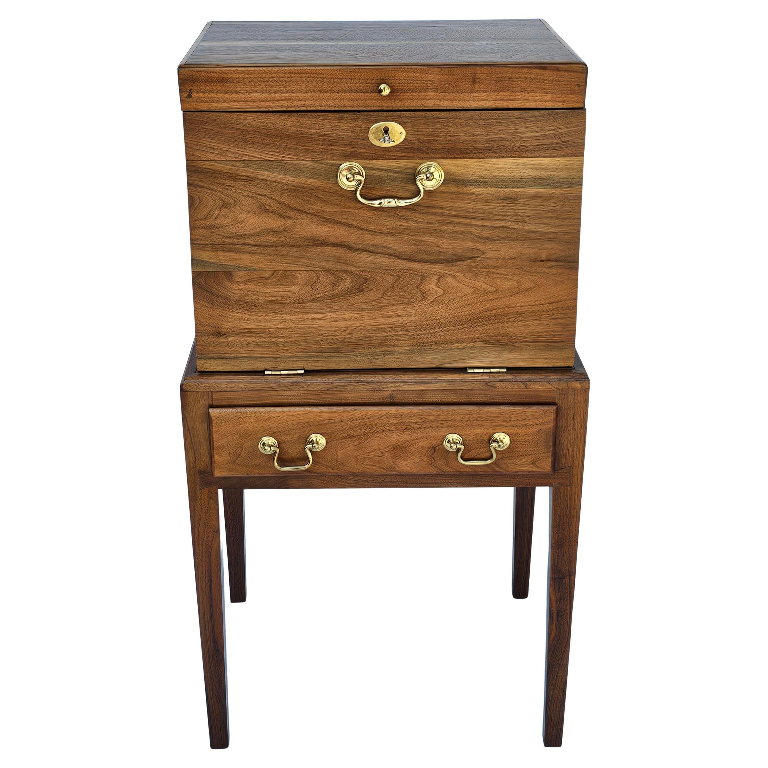 Handcrafted Federal Solid Black Walnut and Satinwood Silver Smith Chest