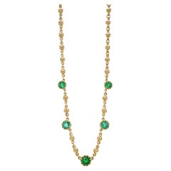 Handcrafted Five Stone Rosalina Green Emerald Necklace by Single Stone