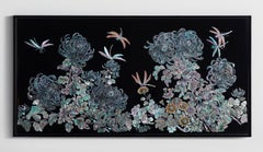 Handgefertigtes geblümtes Gemälde auf Holzplatte von Arijian Chrysantheme 02