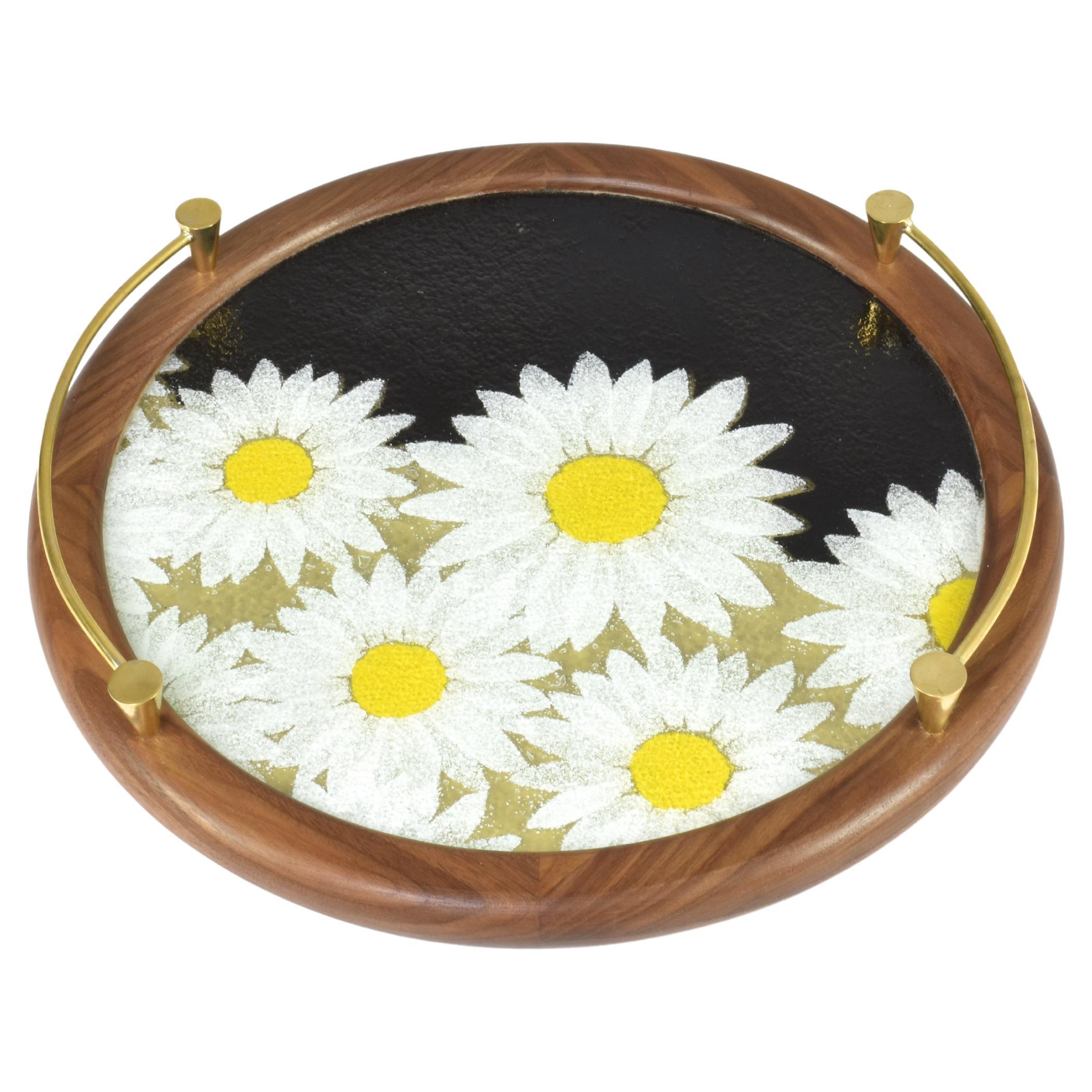 Handcrafted Flower Artglass Tray by JAS For Sale
