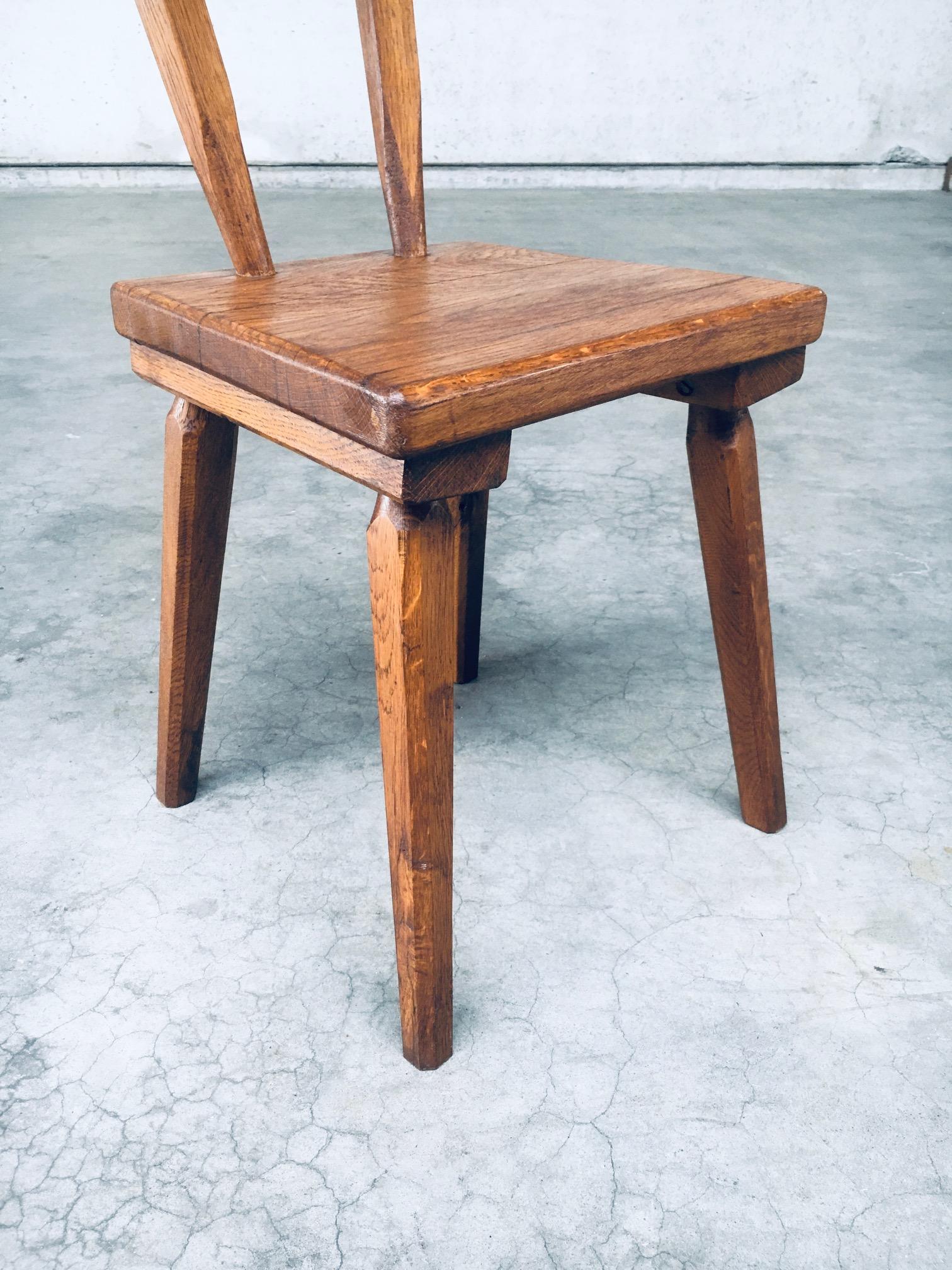 Handcrafted Folk Art Rustic Oak Dining Chair Set, France, 1940s For Sale 11