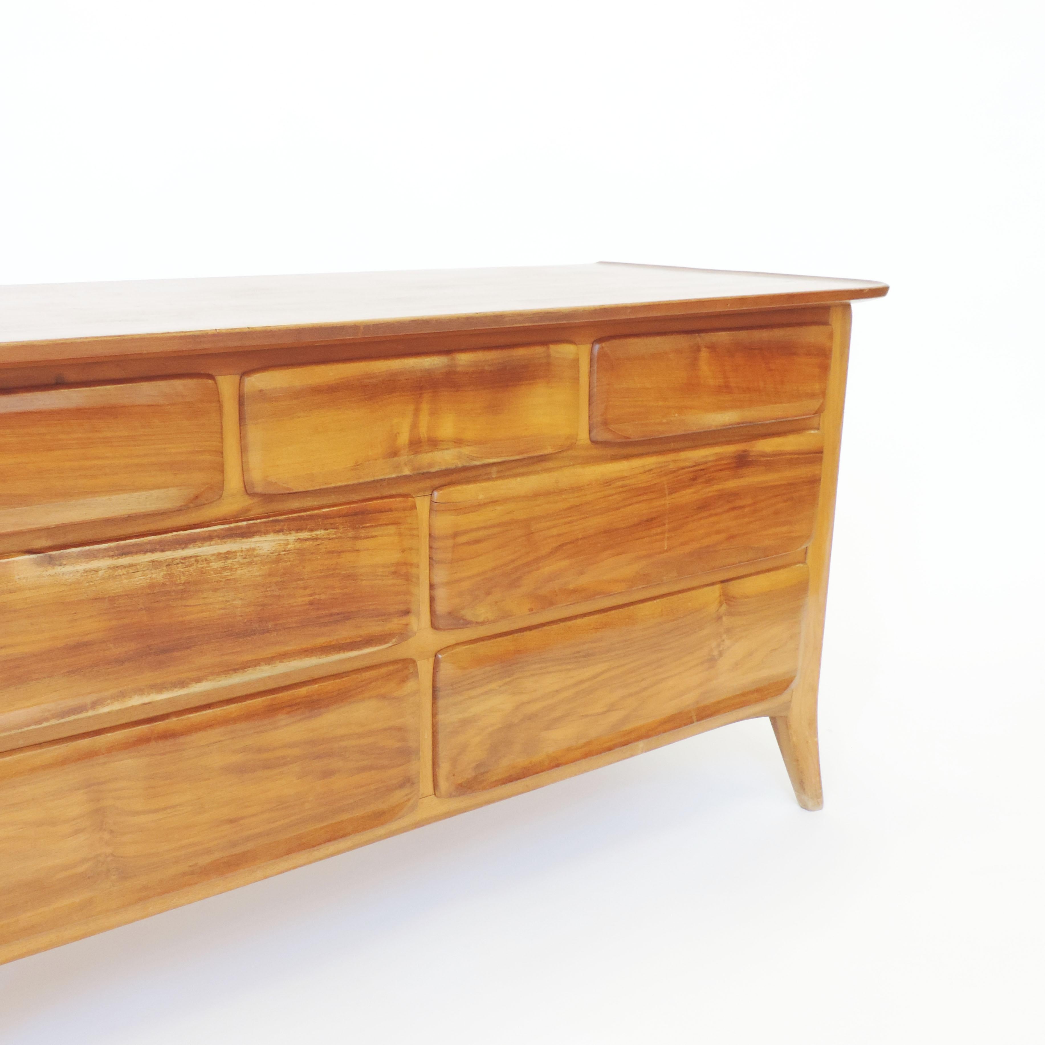 Handcrafted Franz Xaver Sproll wooden chest of drawers, Switzerland, 1940s.