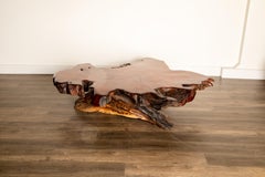 Handcrafted Freeform Live Slab Burl Redwood Coffee Table by Daryl Stokes, 1970s