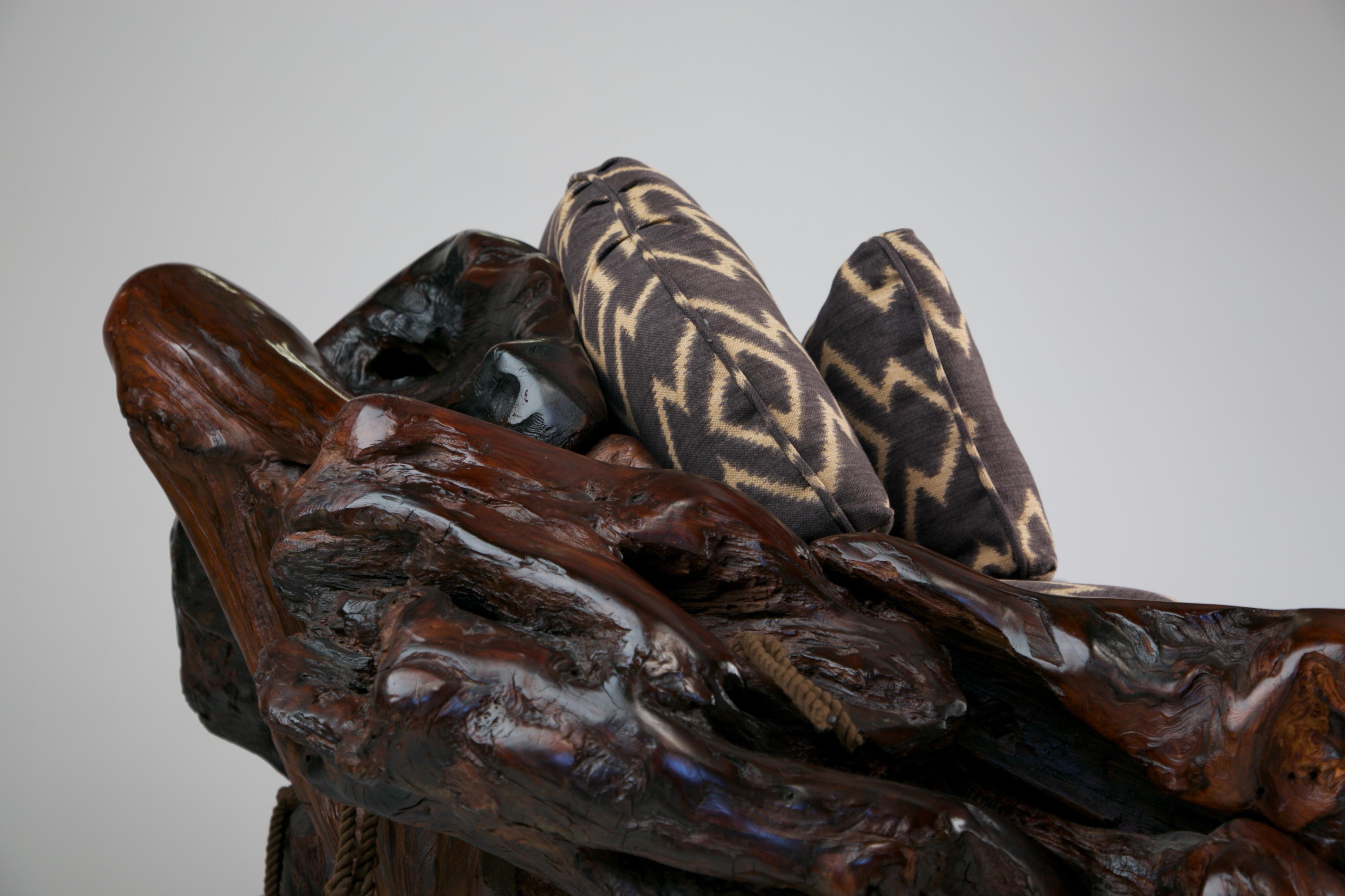 Handcrafted Freeform Sculptural Slab Redwood Burl Artisan Sofa, c 1975 3