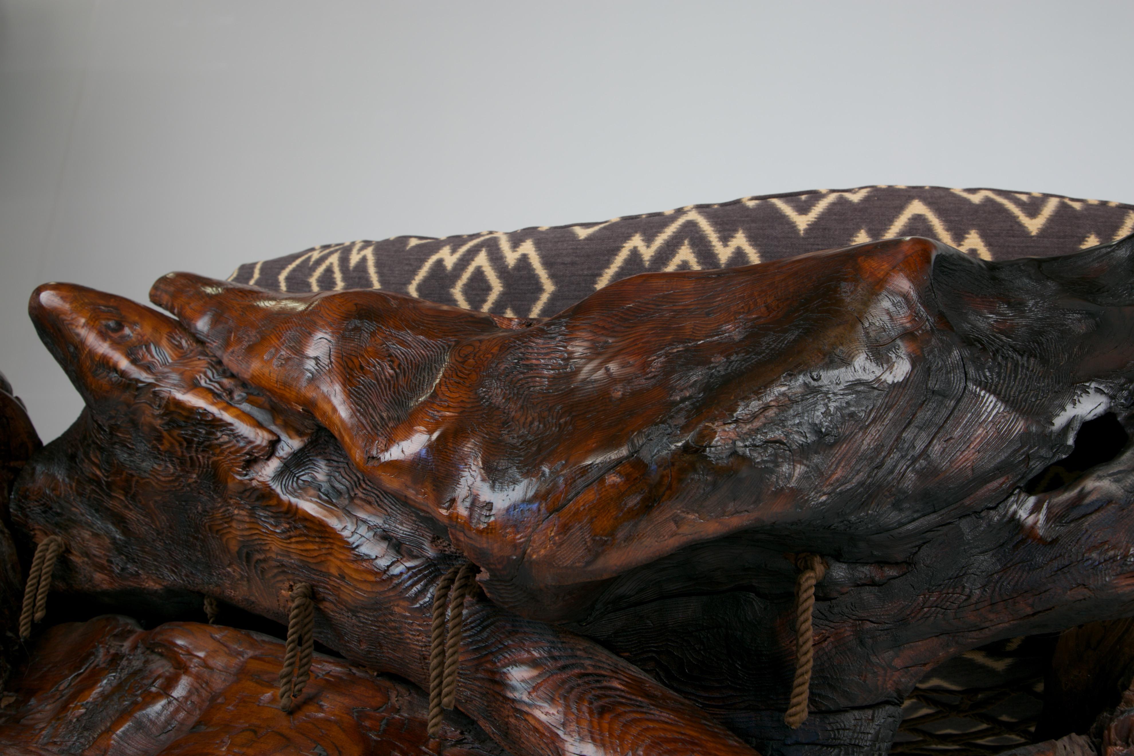Handcrafted Freeform Sculptural Slab Redwood Burl Artisan Sofa, c 1975 4