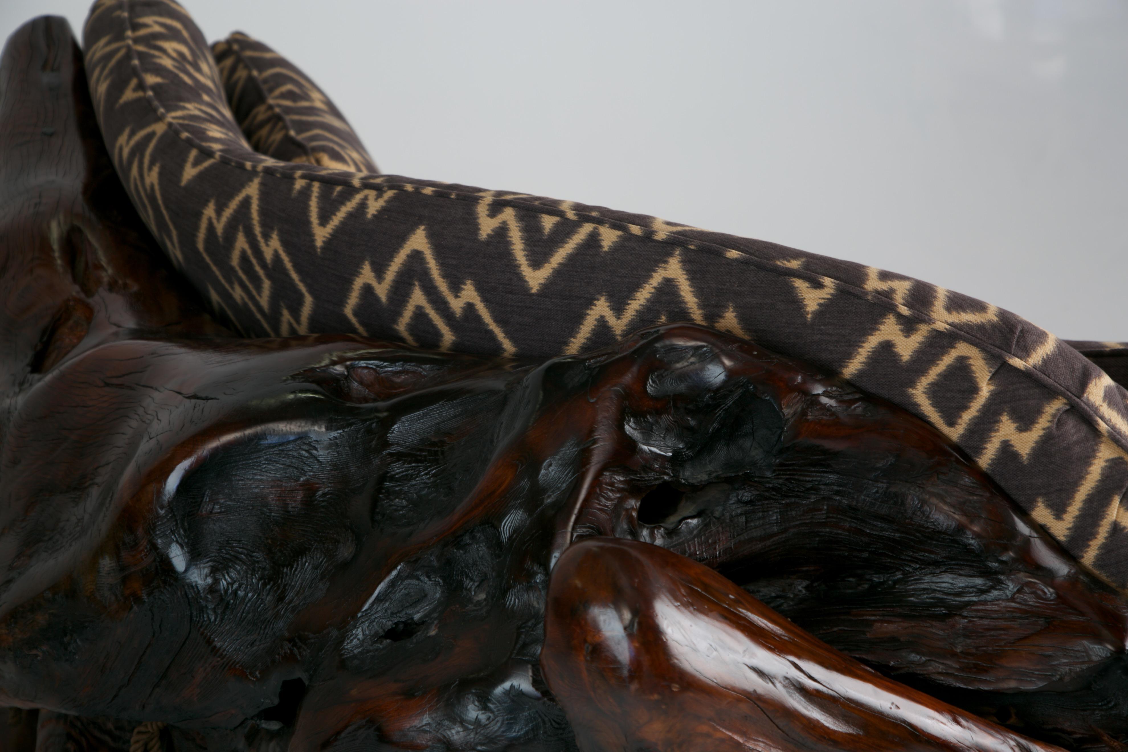 Handcrafted Freeform Sculptural Slab Redwood Burl Artisan Sofa, c 1975 5