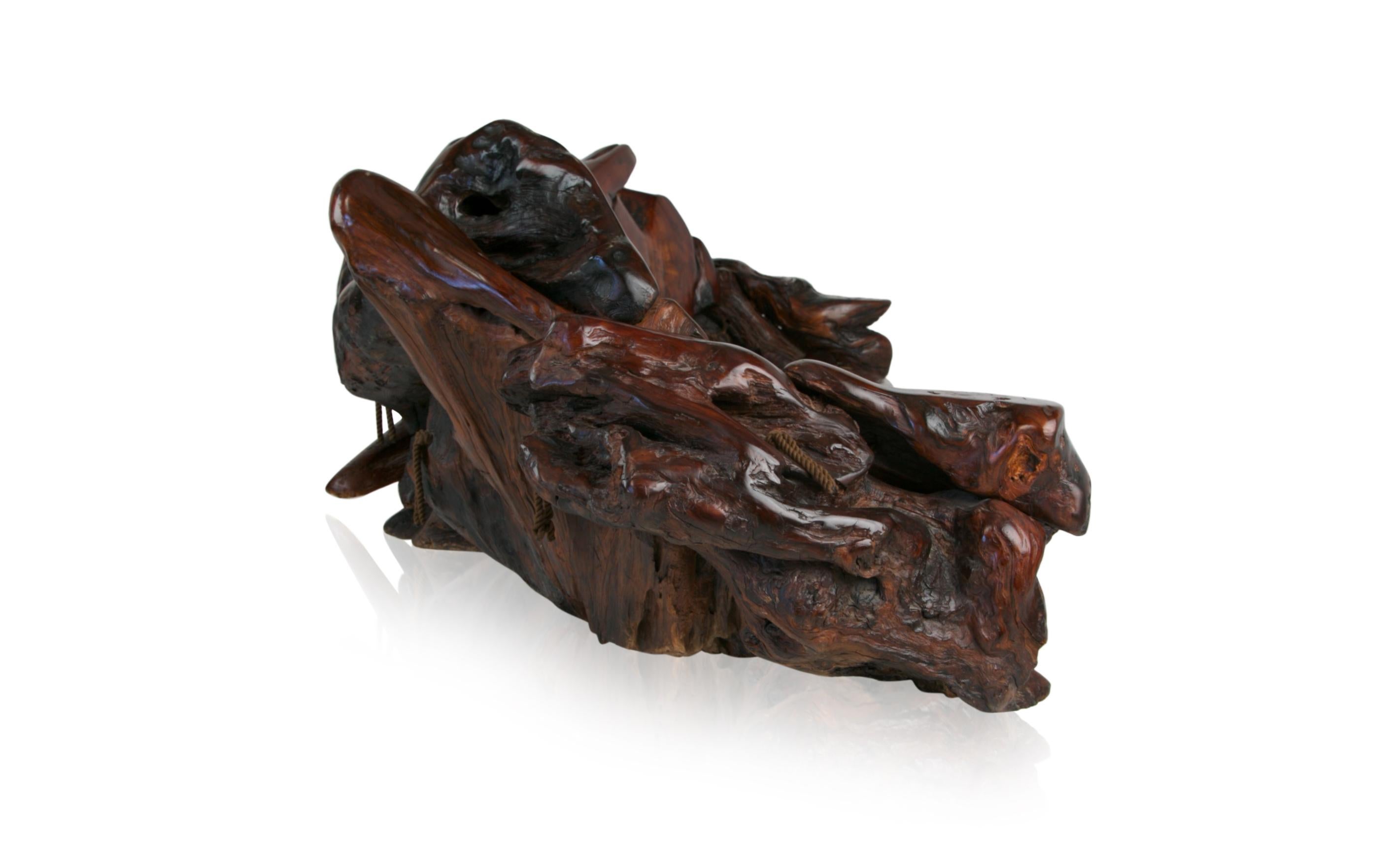 American Handcrafted Freeform Sculptural Slab Redwood Burl Artisan Sofa, c 1975
