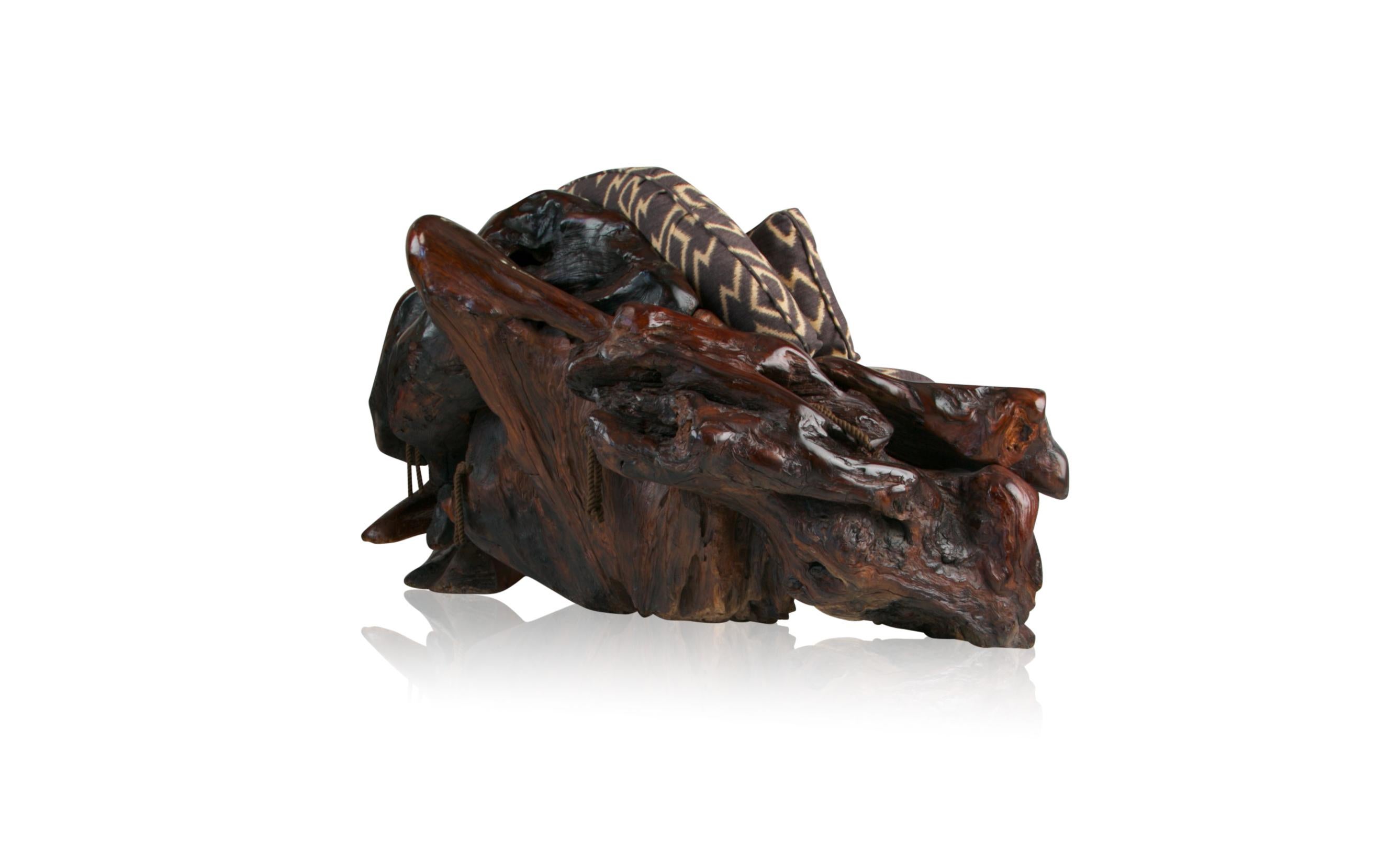 Handcrafted Freeform Sculptural Slab Redwood Burl Artisan Sofa, c 1975 1