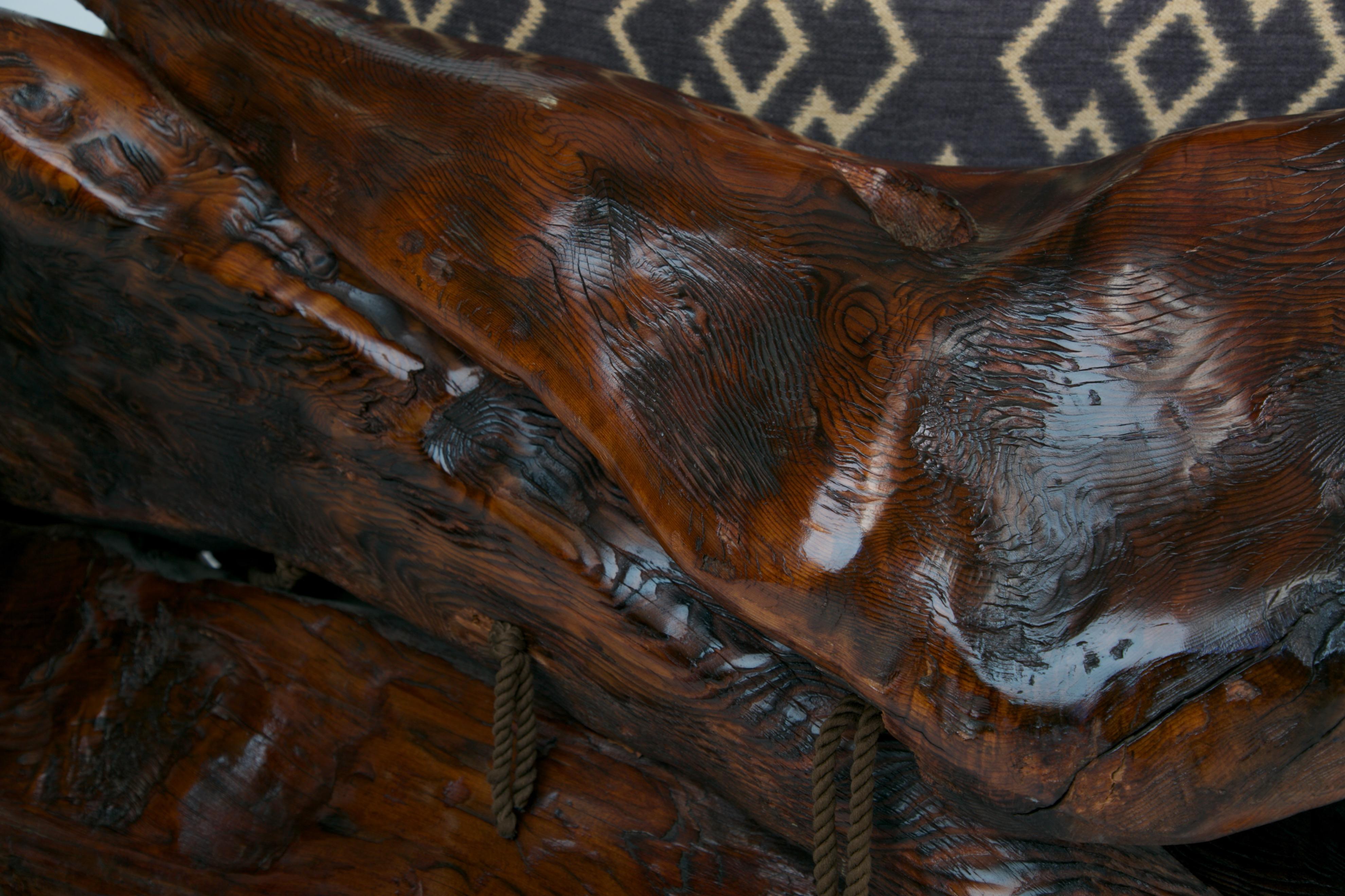 Handcrafted Freeform Sculptural Slab Redwood Burl Artisan Sofa, c 1975 4
