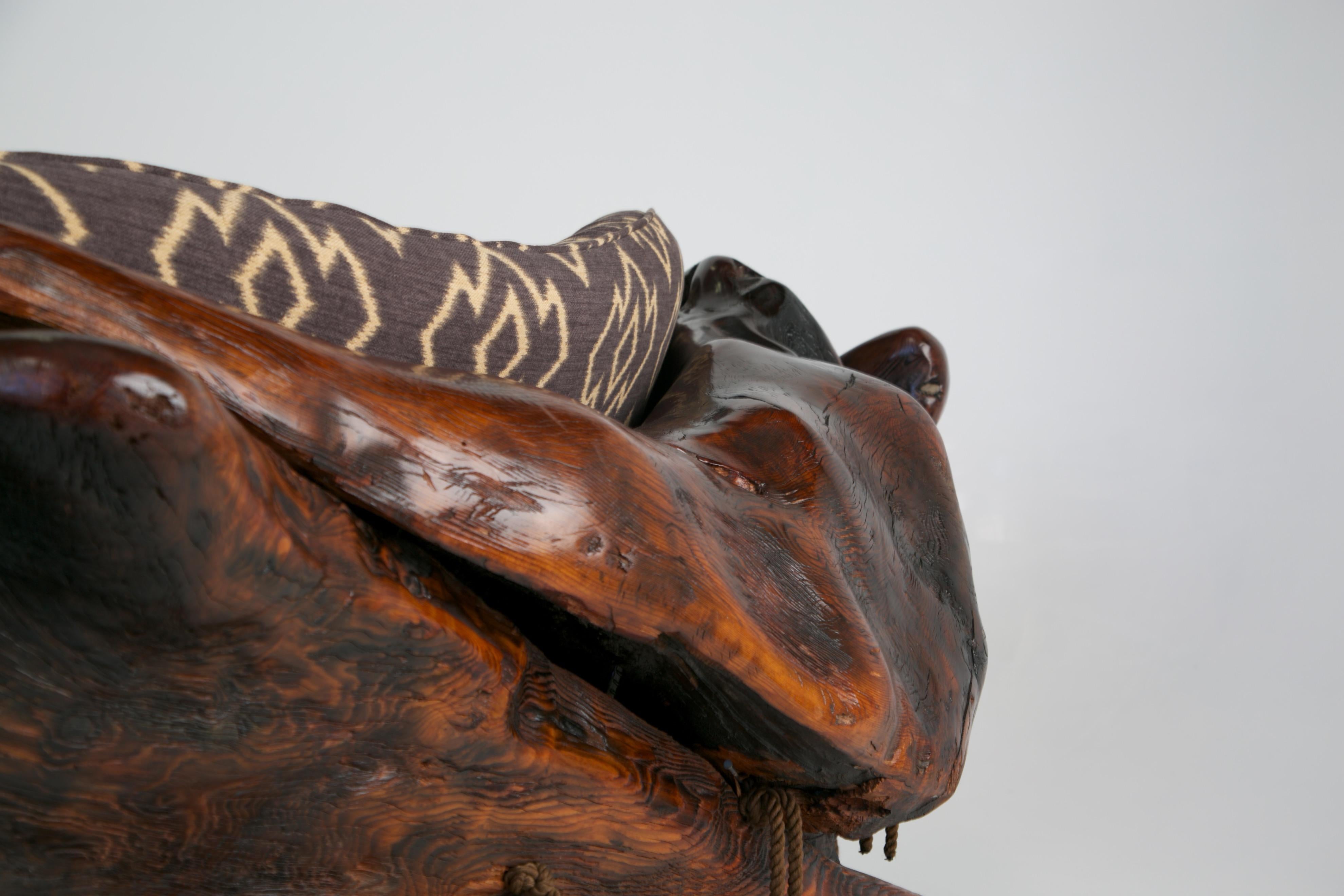 Handcrafted Freeform Sculptural Slab Redwood Burl Artisan Sofa, c 1975 7