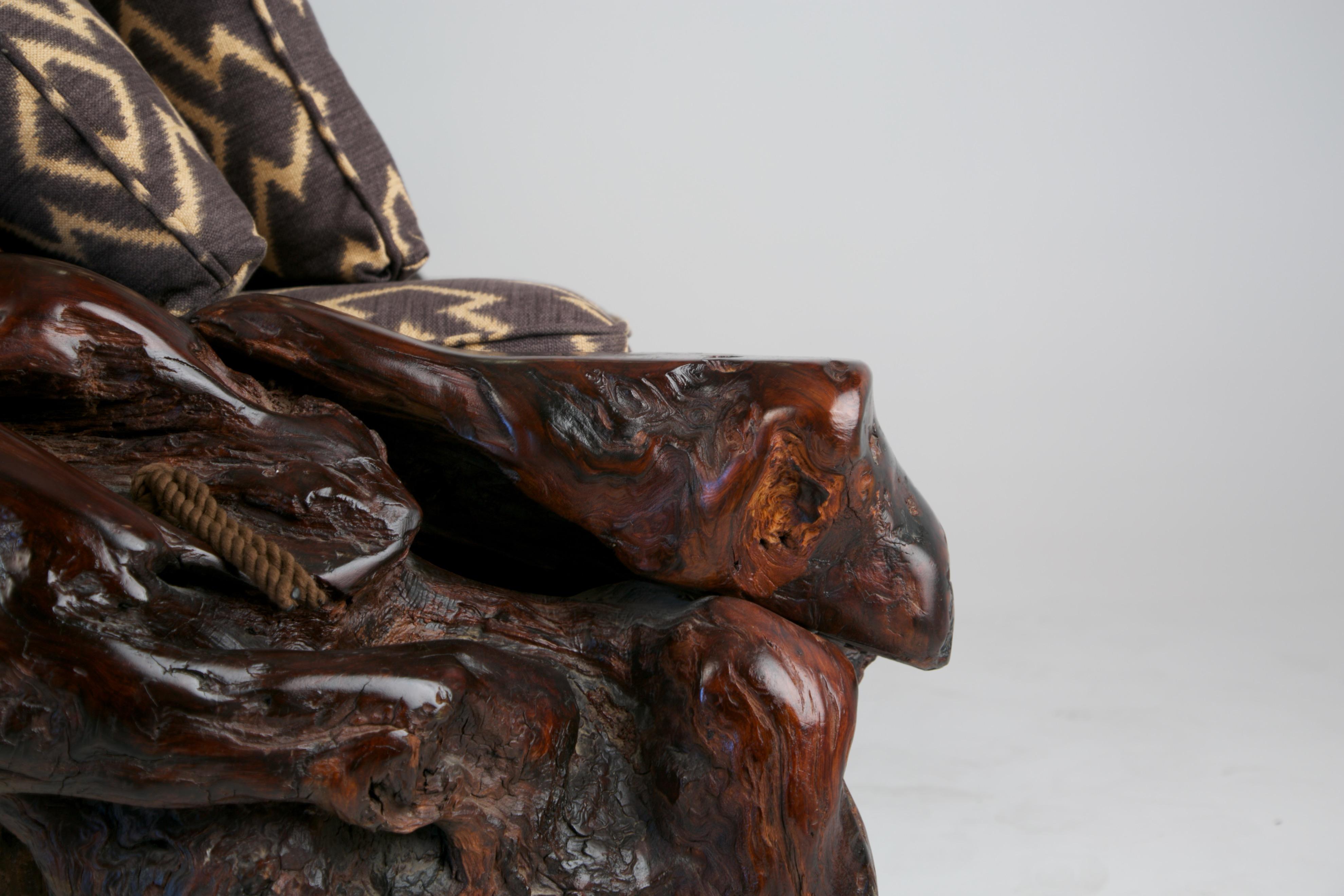 Handcrafted Freeform Sculptural Slab Redwood Burl Artisan Sofa, c 1975 8