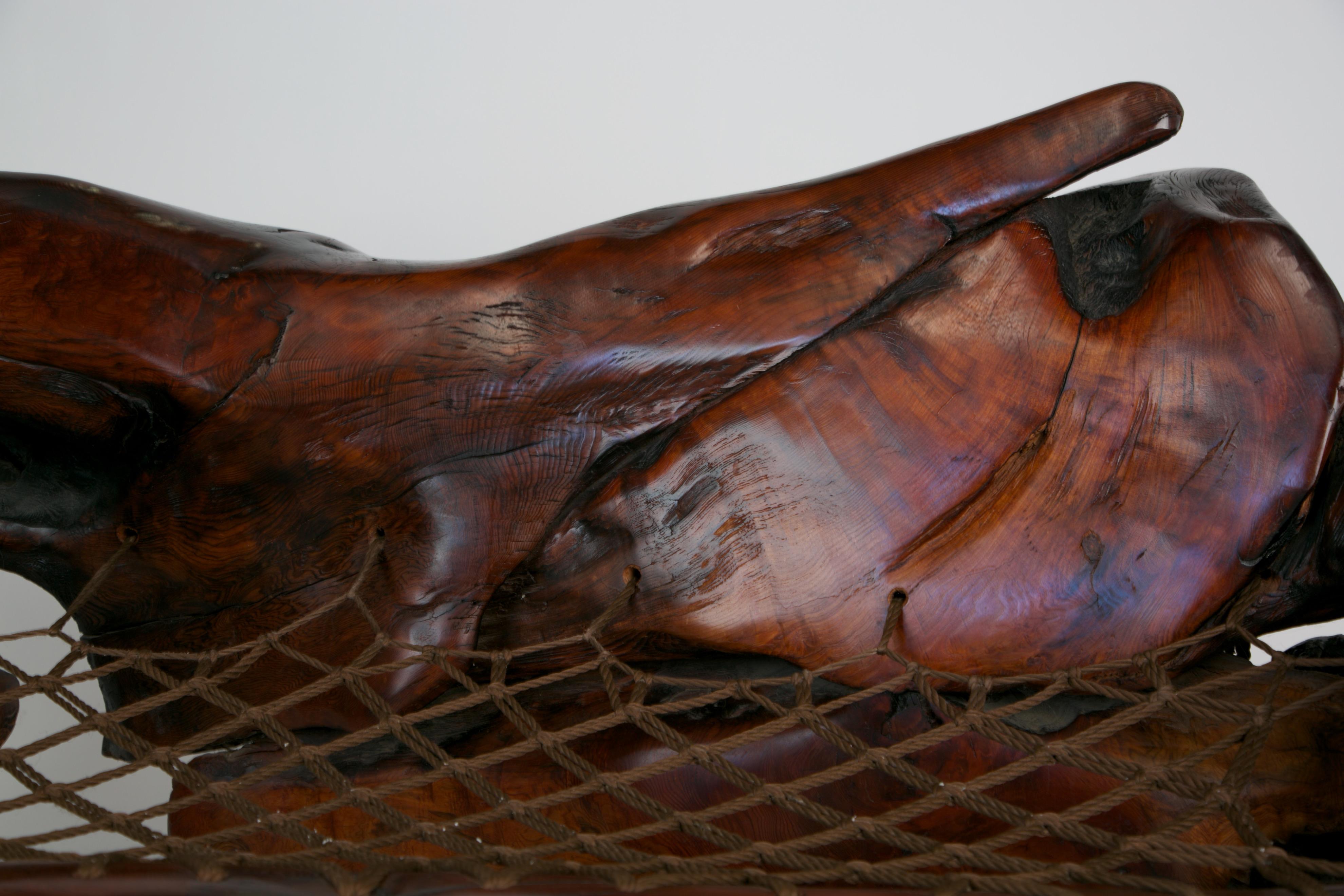Handcrafted Freeform Sculptural Slab Redwood Burl Artisan Sofa, c 1975 11
