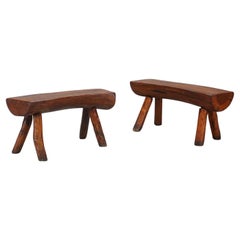 Handgefertigte französische Bänke im Brutalismus, 1960er Jahre, 2er-Set