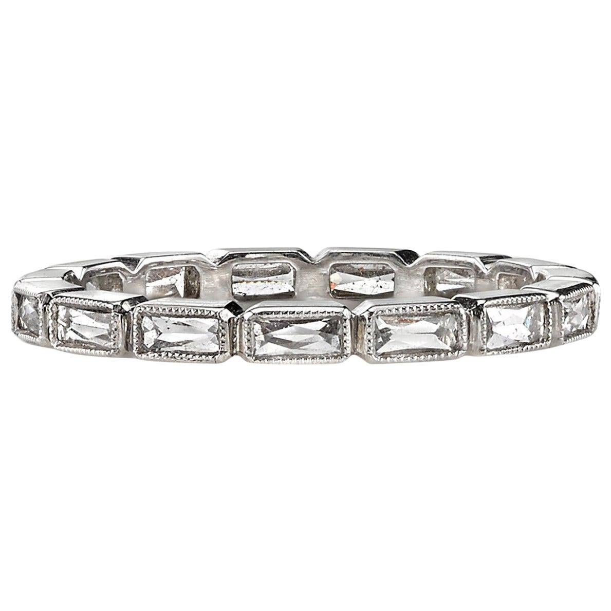 For Sale:  Handcrafted Julia French Cut Diamond Platinum Eternity Band by Single Stone