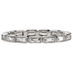 Handcrafted Julia French Cut Diamond Platinum Eternity Band by Single Stone