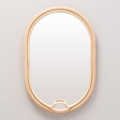 Handcrafted French Design Rattan Oval Mirror