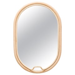 Handcrafted French Design Rattan Oval Mirror