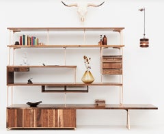 Handcrafted Fumed Scottish Oak and Bronze Buac Shelving Unit