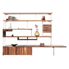 Handcrafted Fumed Scottish Oak and Bronze Buac Shelving Unit