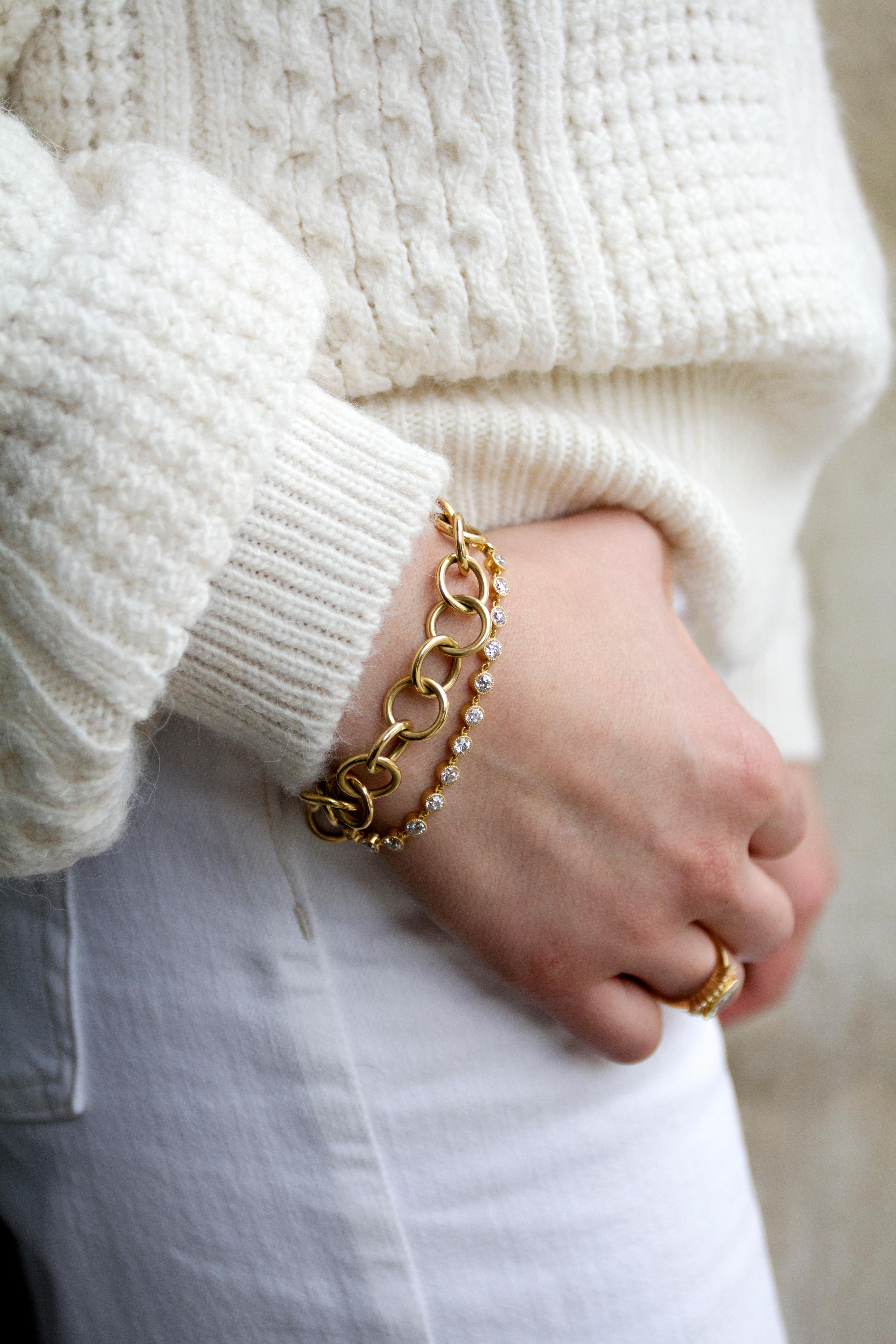 Handgefertigtes Gabby-Diamantarmband im alteuropäischen Schliff von Single Stone Damen im Angebot