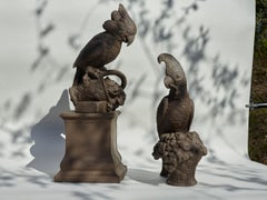 Handcrafted Garden Figure of a cockatoo with pedestal