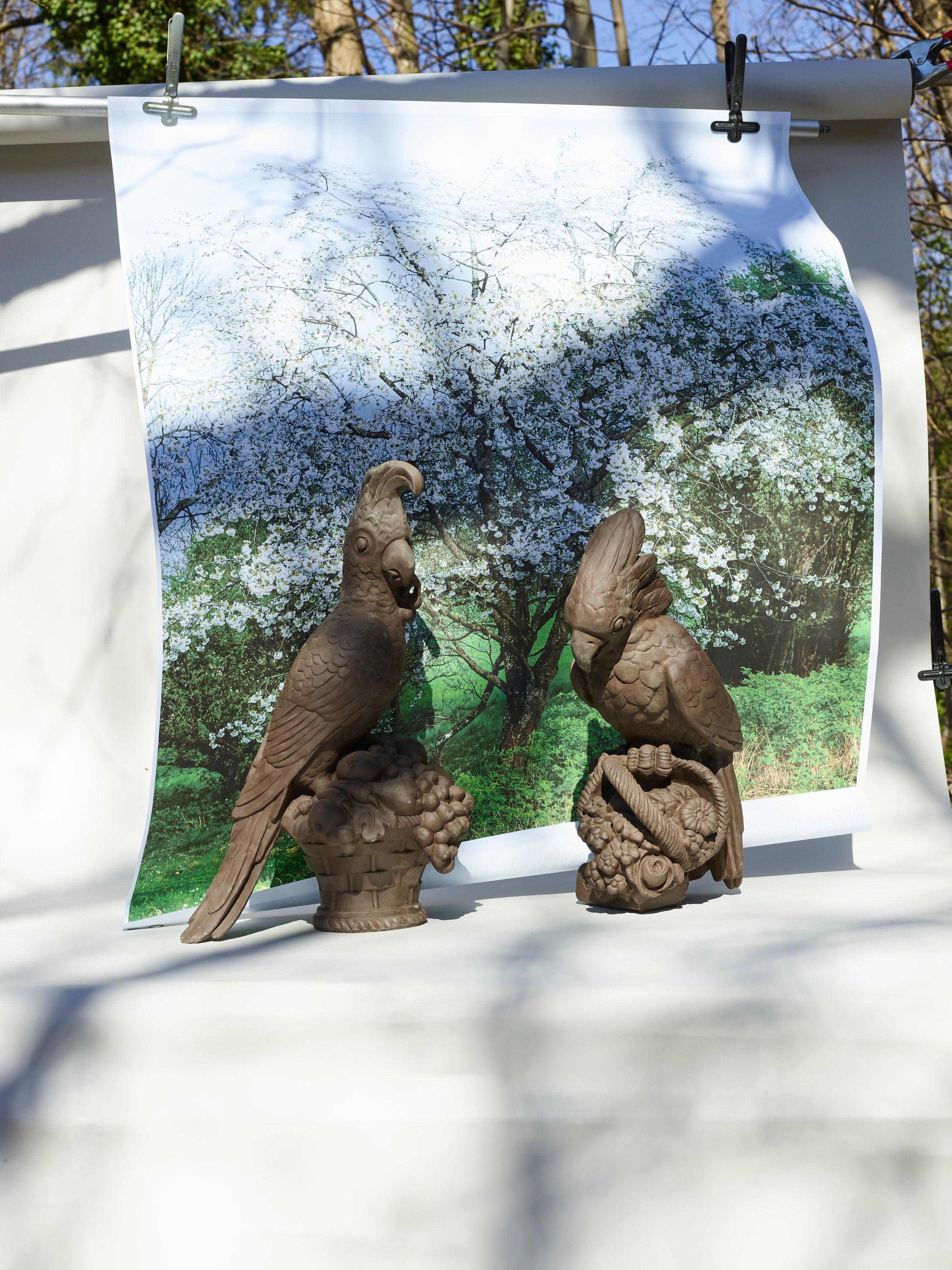 Modern Handcrafted Garden Figure of a cockatoo with pedestal For Sale
