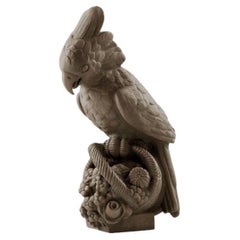 Vintage Handcrafted Garden Figure of a cockatoo with pedestal