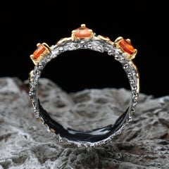 Hand‑Crafted Genuine Orange and Yellow Sapphire Ring
