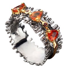 Hand‑Crafted Genuine Orange and Yellow Sapphire Ring