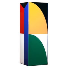 Handcrafted Geometric Totem / Sculpture Latex Paint Resin XIL-FL B by Paul Sende