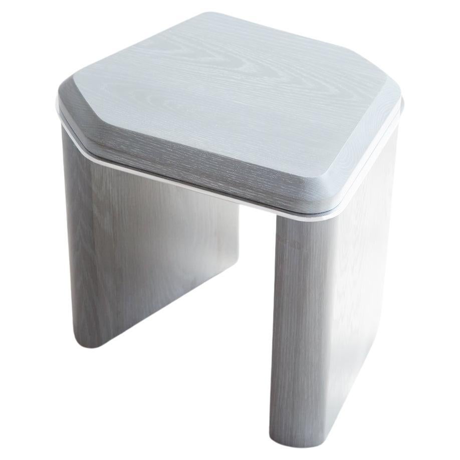 Handcrafted Geomorph Side Table Greige Oak & Aluminum by Mary Ratcliffe Studio For Sale