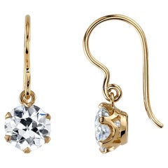 Handcrafted Gia Old European Cut Diamond Drop Earrings by Single Stone