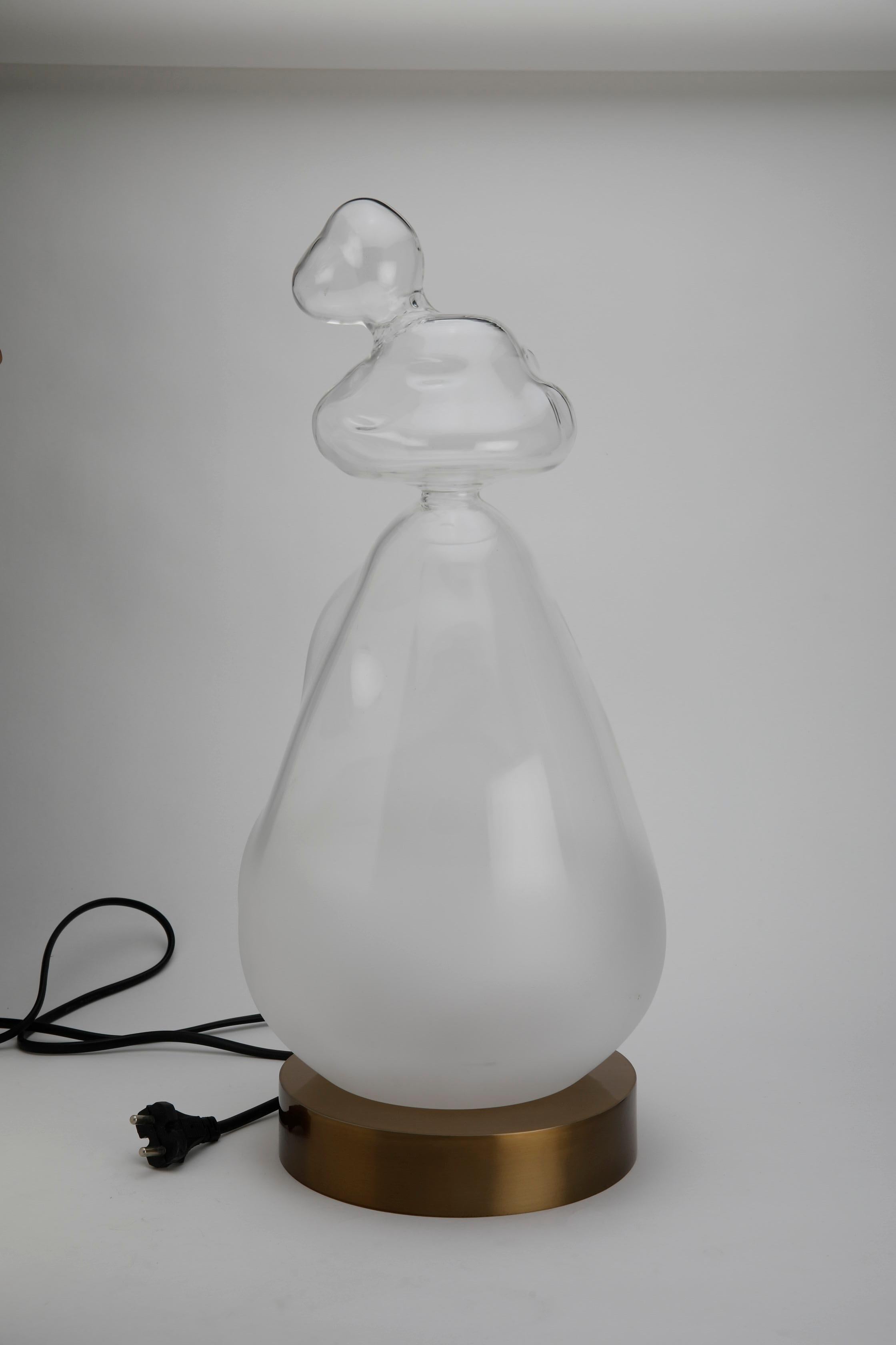 Indian Handcrafted Glass, Pebble Table Lamp For Sale
