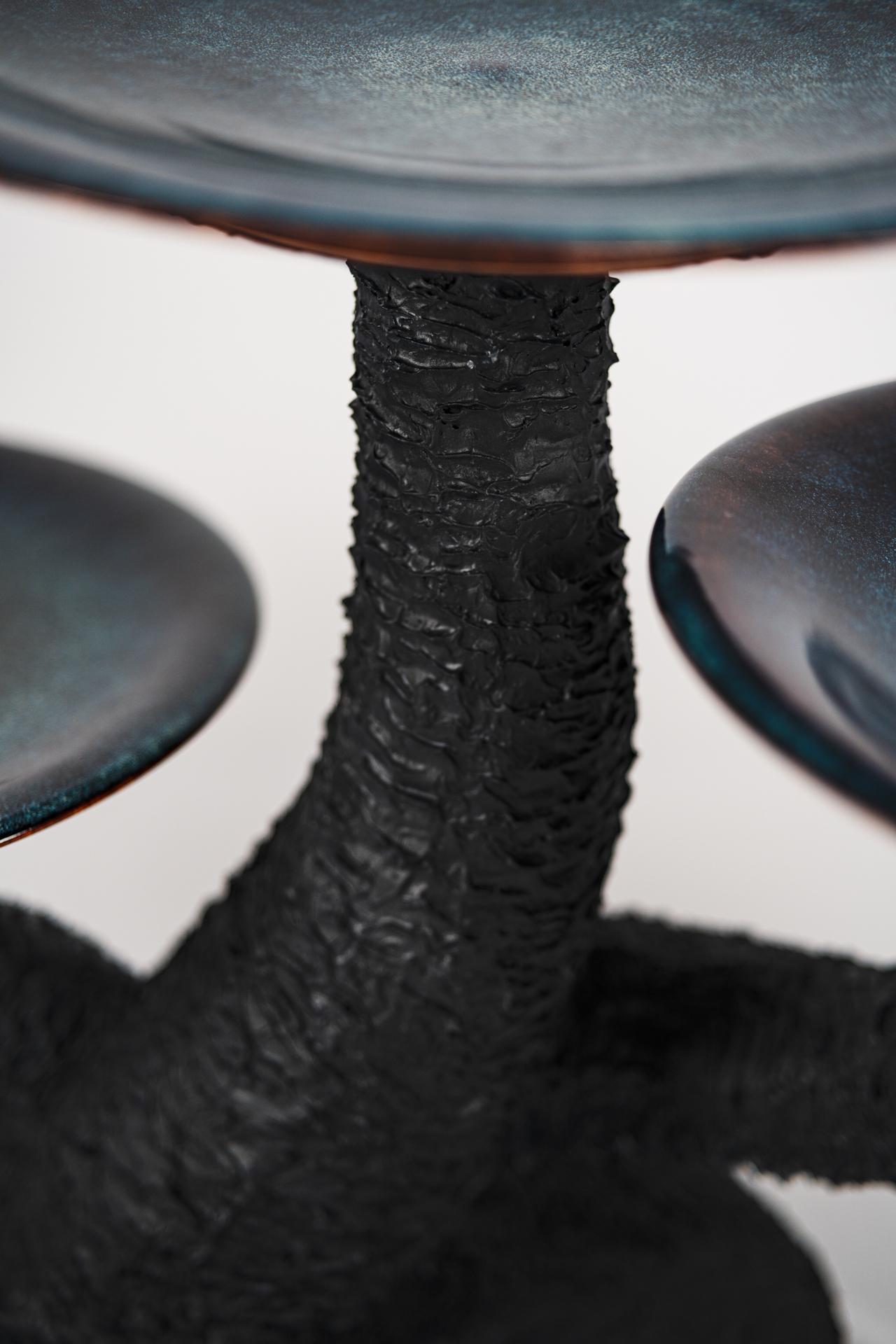 Handcrafted Glazed Mushroom-Inspired Side Table 