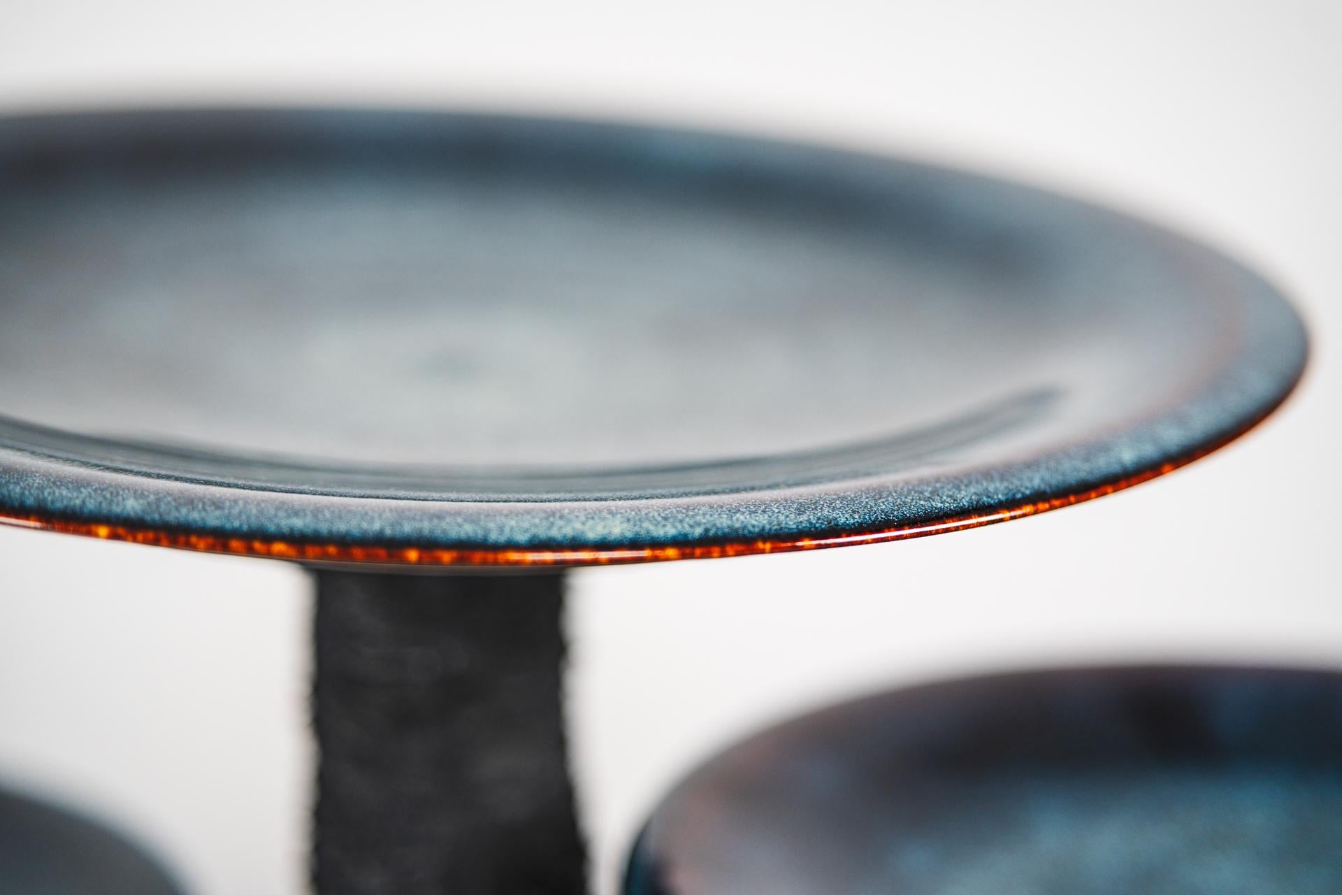 Handcrafted Glazed Mushroom-Inspired Side Table 