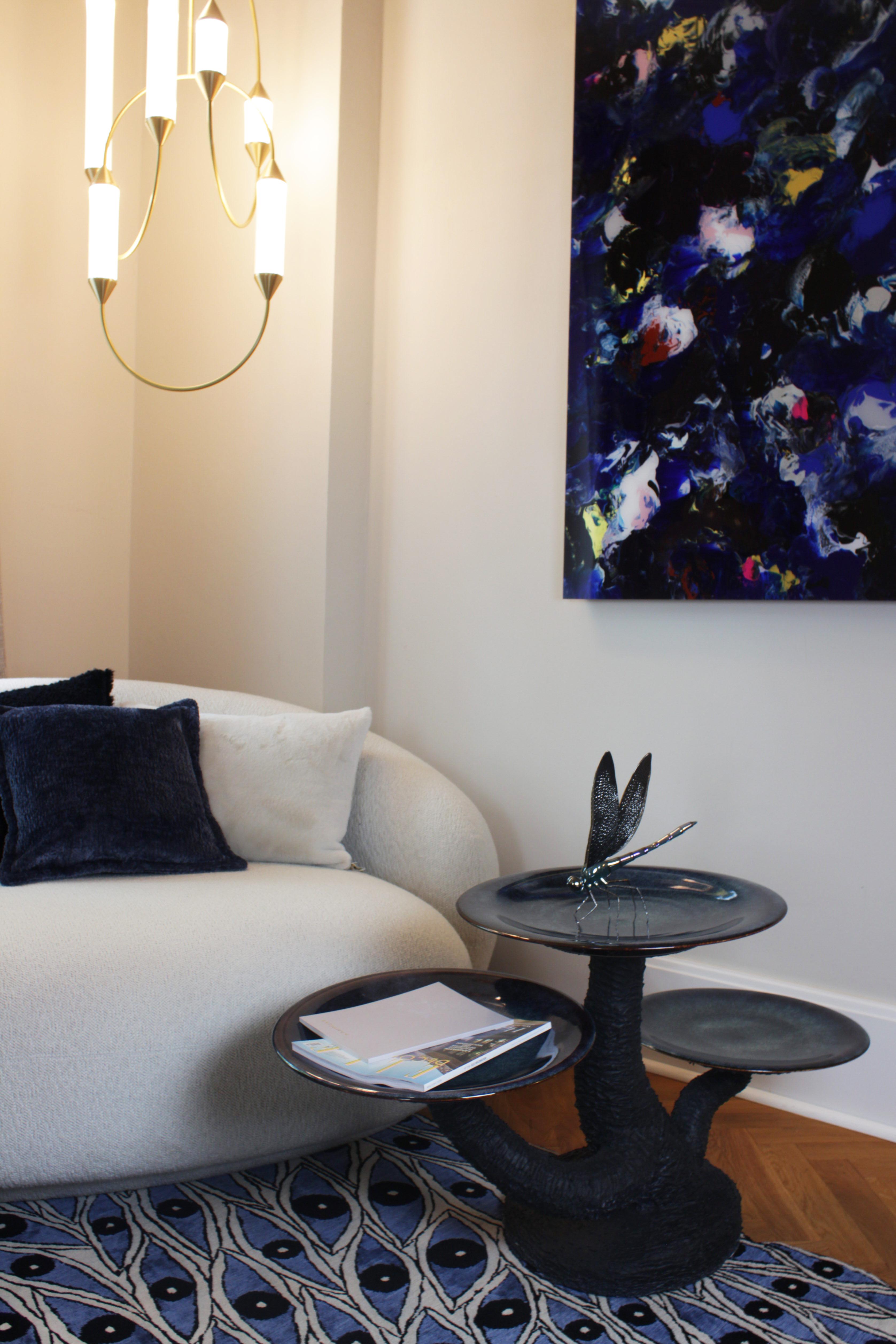 Organic Modern Handcrafted Glazed Mushroom-Inspired Side Table 