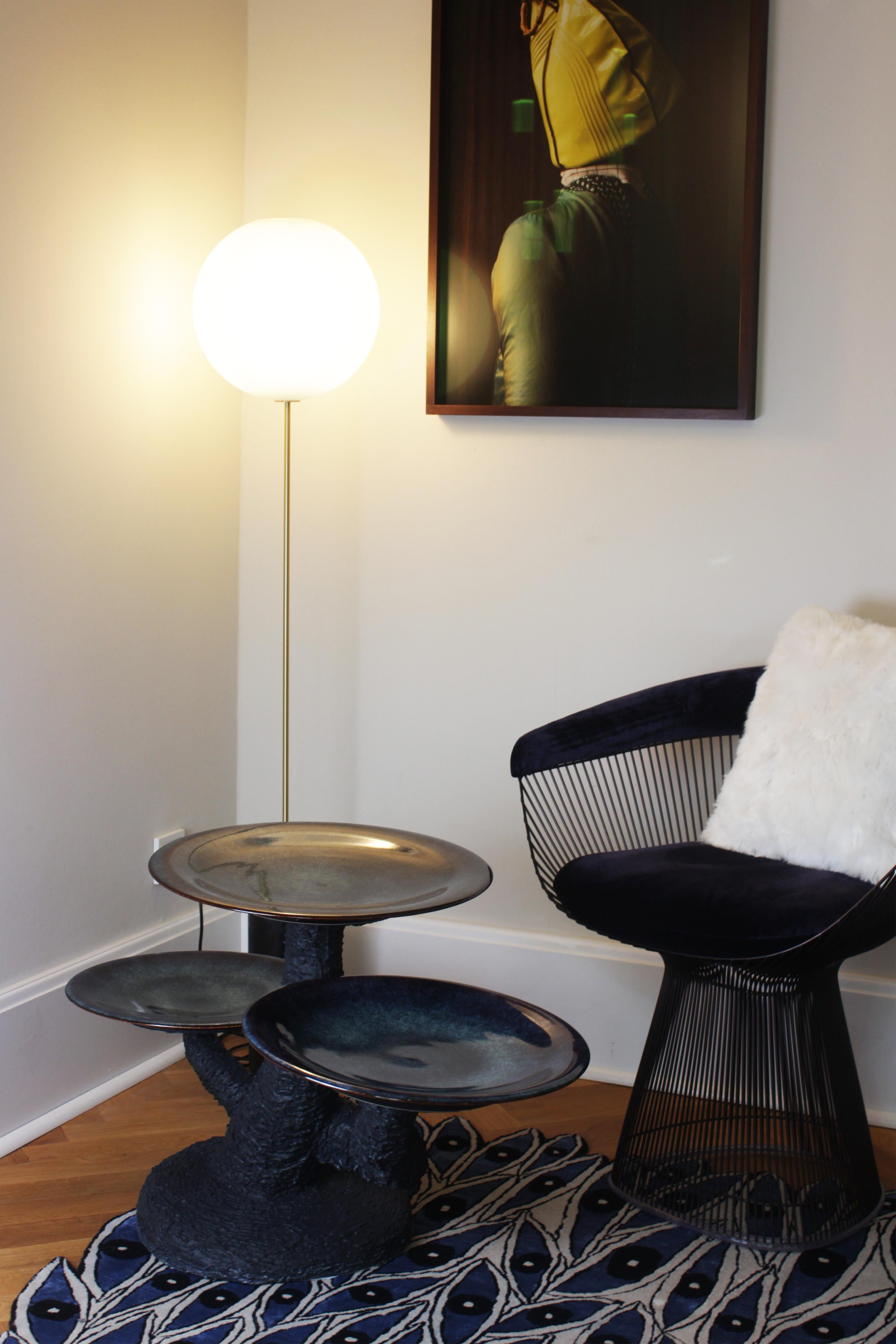 German Handcrafted Glazed Mushroom-Inspired Side Table 
