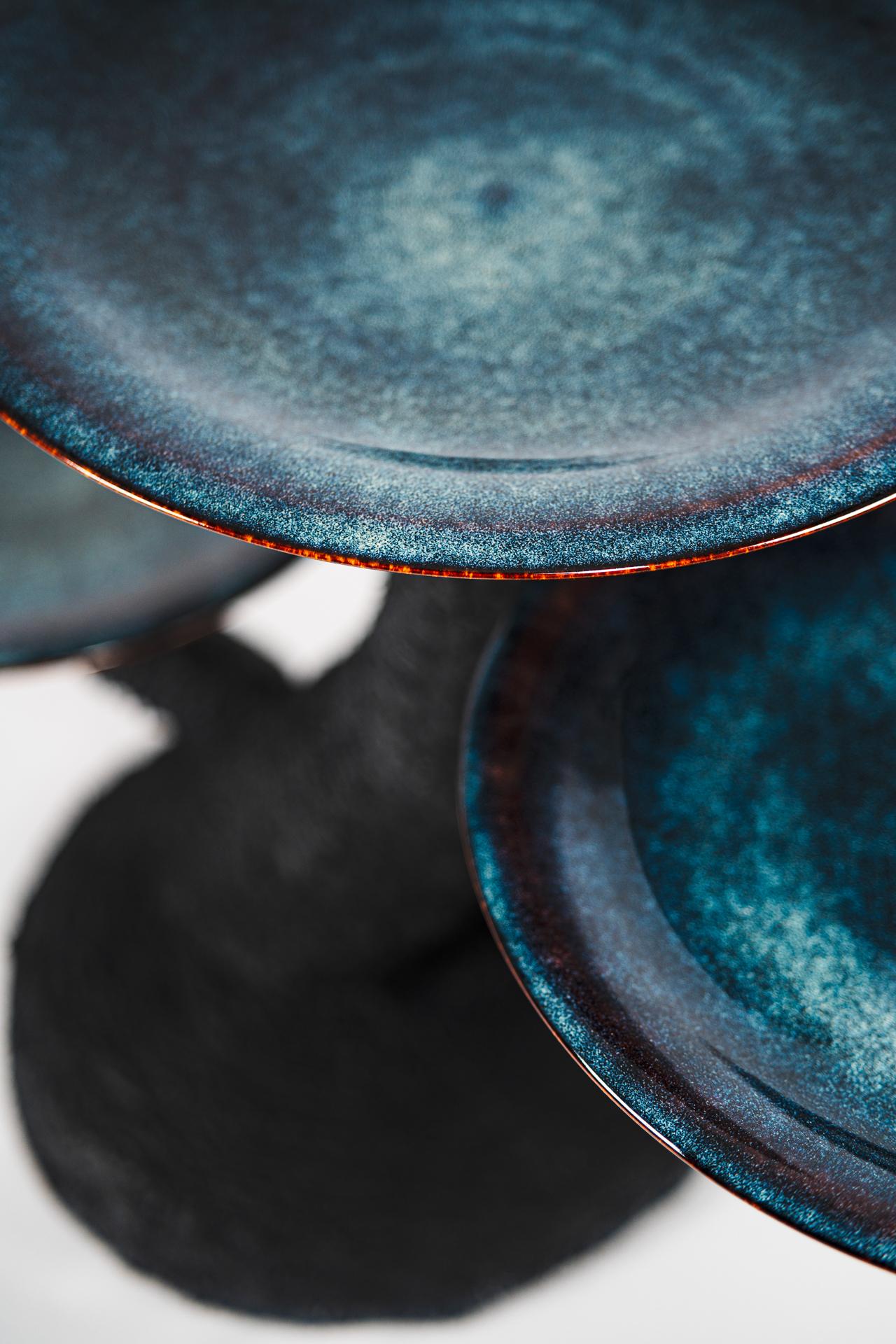 Contemporary Handcrafted Glazed Mushroom-Inspired Side Table 